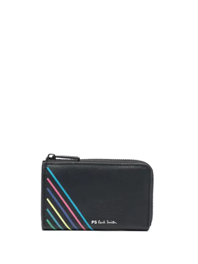 Ps By Paul Smith Logo-print Leather Zipped Wallet In Black