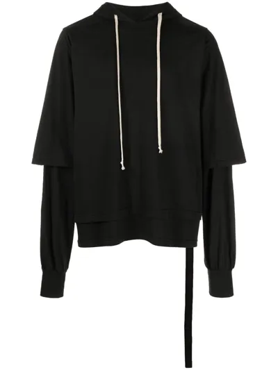 Rick Owens Drkshdw Hustler Cotton Hoodie In Black