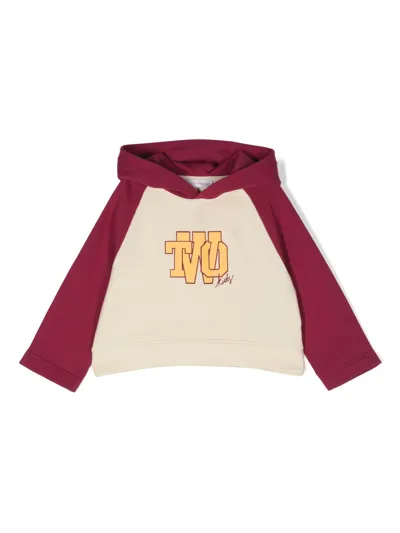 There Was One Kids' Logo-print Colour-block Hoodie In Neutrals