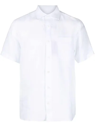 Paul & Shark Short-sleeved Linen Shirt In White