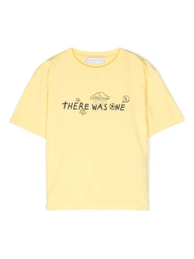 There Was One Kids' Logo-print Cotton T-shirt In Yellow