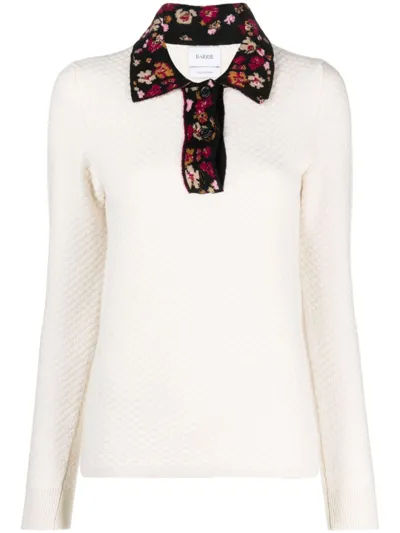 Barrie Floral-print Cashmere Jumper In White