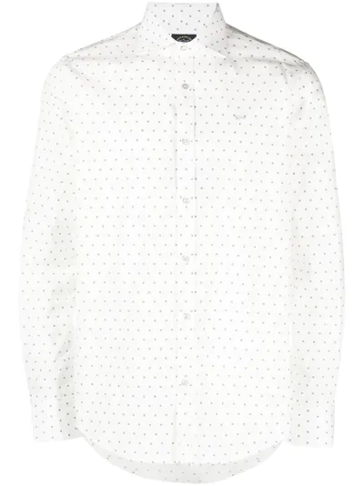 Paul & Shark Polka-dot Print Cotton Shirt In White