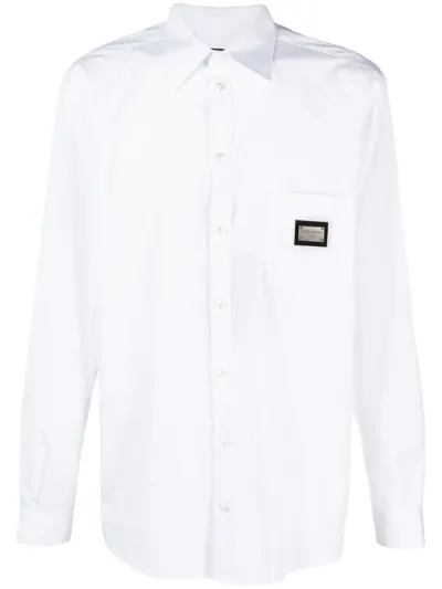 Dolce & Gabbana Logo-plaque Pocket Shirt In White