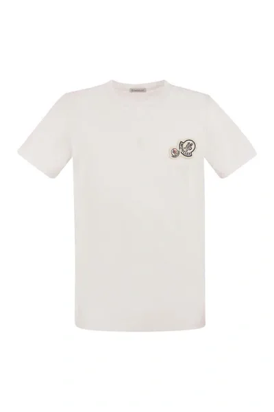 Moncler Men's Double Logo-patch T-shirt In White