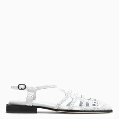 Hereu Barana Braided Calfskin Fisherman Sandals In White