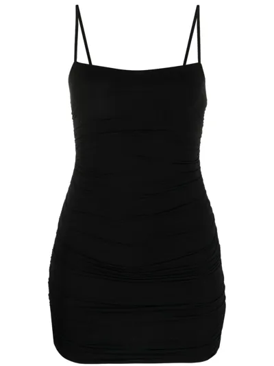 Wardrobe.nyc Ruched Jersey Minidress In Schwarz