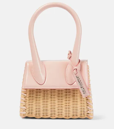 Jacquemus Le Chiquito Moyen Osier Top Handle Bag In Pink