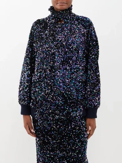 Blazé Milano Aileen Sequinned Bomber Jacket In Blue