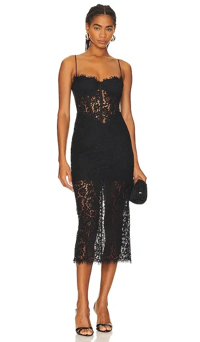 Bardot Olina Lace Corset Midi Dress In Black