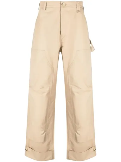 Simone Rocha Straight-leg Panelled Cotton-blend Trousers In Neutrals