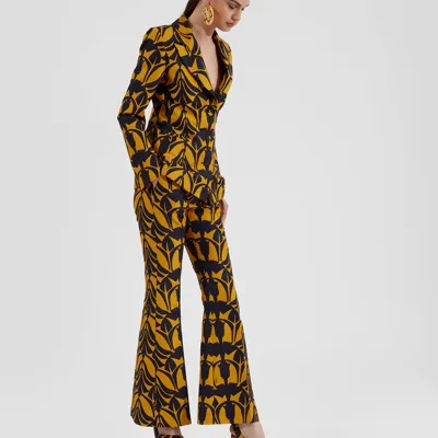 La Doublej 24/7 Papyrus-print Cady Blazer In Papyrus Gold