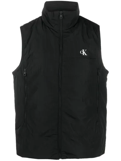 Calvin Klein Jeans Est.1978 Logo-print Padded Gilet In Black