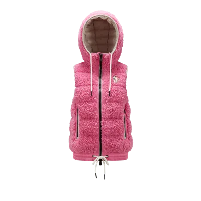 Moncler Doudoune Sans Manches En Teddy In Pink