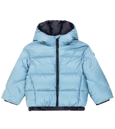 Il Gufo Kids' Hooded Nylon Down Jacket In Light Blue