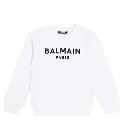 Balmain Kids' Cotton Sweatshirt With Logo In White