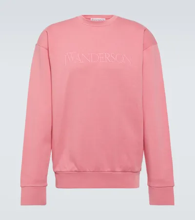 Jw Anderson Logo Embroidered Sweatshirt In Pink