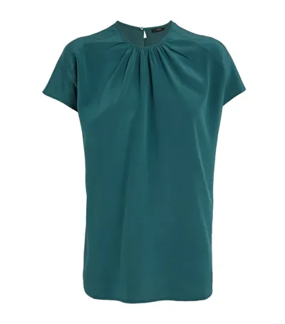 Joseph Silk Crepe De Soie Broca Blouse In Green