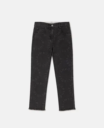 Stella Mccartney Circular Logo Straight Leg Jeans In Black