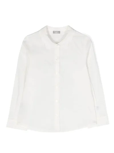 Il Gufo Kids' Ruffled-collar Poplin Shirt In White