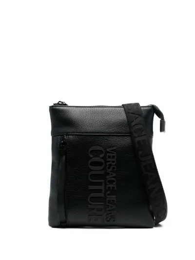 Versace Jeans Couture Logo-embossed Messenger Bag In Black