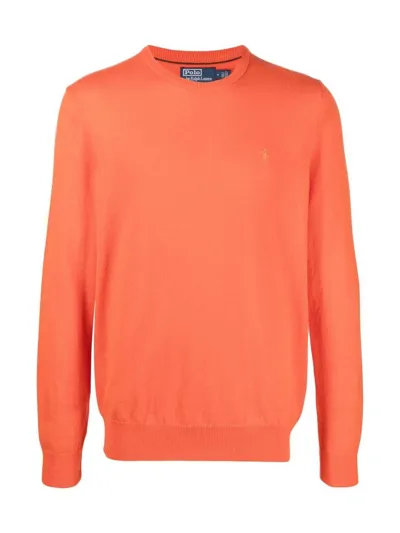 Polo Ralph Lauren Long Sleeve Pullover Sweater In Yellow &amp; Orange