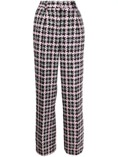 Msgm High-waisted Tweed Trousers In Multi