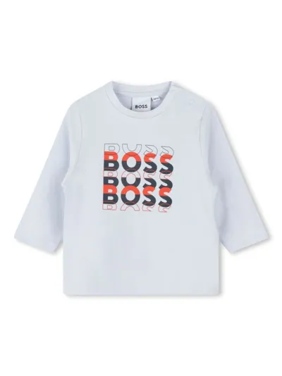 Bosswear Babies' Logo-print Long-sleeve T-shirt In Blue