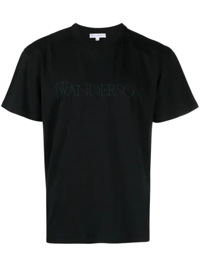 Jw Anderson Logo Embroidery Cotton Jersey T-shirt In Black