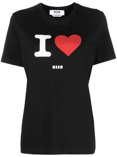 Msgm I Love T-shirt In Black