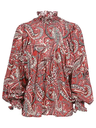 Lavi Paisley Print Shirt In Red