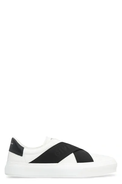 Givenchy City Sport Sneakers In Leather With Double Stripe In White