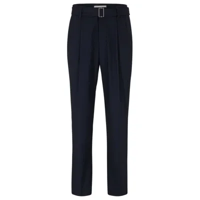 Hugo Boss Navy Relaxed-fit Trousers In Dark Blue