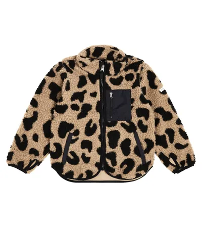 Liewood Kids' Nolan Leopard-print Fleece Jacket In Brown