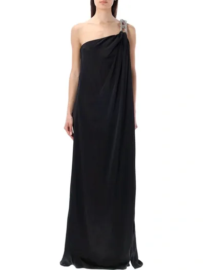 Stella Mccartney One-shoulder Dress With Jewel Buckle In Black