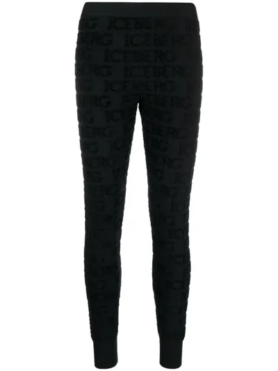 Iceberg Logo-appliqué Tonal-design Leggings In Schwarz