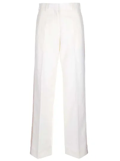 Palm Angels Trousers Beige In White