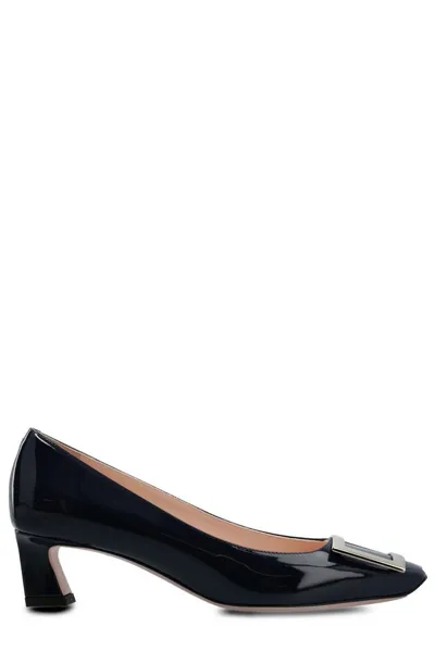 Roger Vivier Trompette Embellished Buckle Pumps In Blue