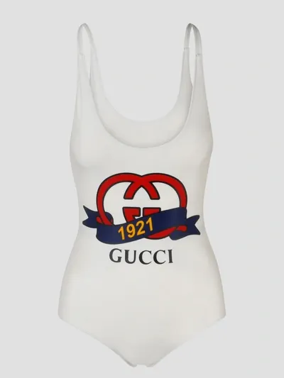 Gucci Sparkling Jersey Swimsuit In White