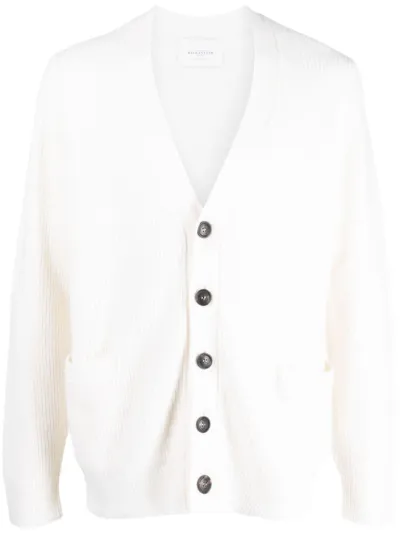 Ballantyne V-neck Wool Cardigan In White