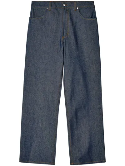 Eckhaus Latta Mid-rise Cotton Jeans In Blue