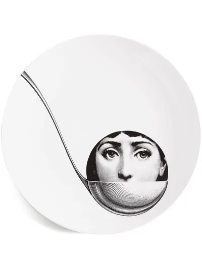 Fornasetti Tema E Variazioni N.162 Hand-decorated Wall Plate In White