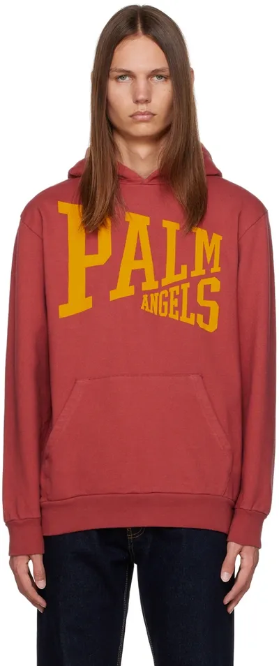 Palm Angels Burgundy College Hoodie In Red