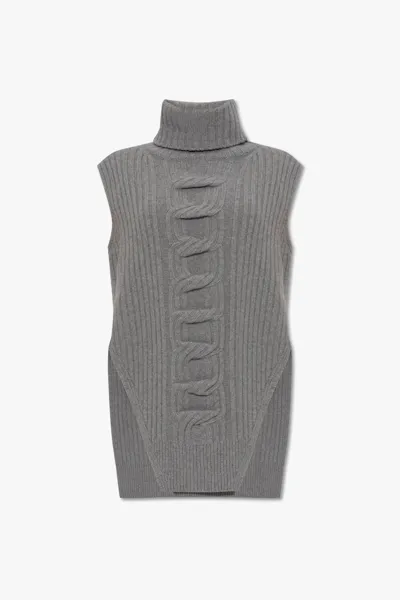 Stella Mccartney Chain Cable Regenerated Cashmere Knit Jumper In Grigio