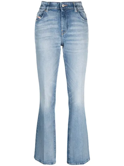 Diesel D-escription Flared Cotton Jeans In Blue