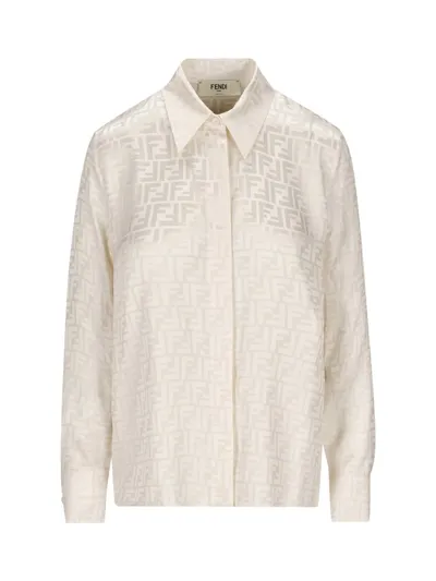 Fendi Monogrammed Buttoned Shirt In White