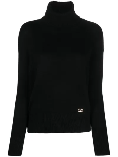 Valentino Turtleneck Knit Sweater In Black