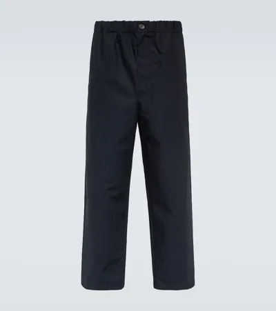 Jil Sander Blue Cotton Straight-leg Trousers