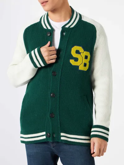 Mc2 Saint Barth Green Knit Bomber College Style