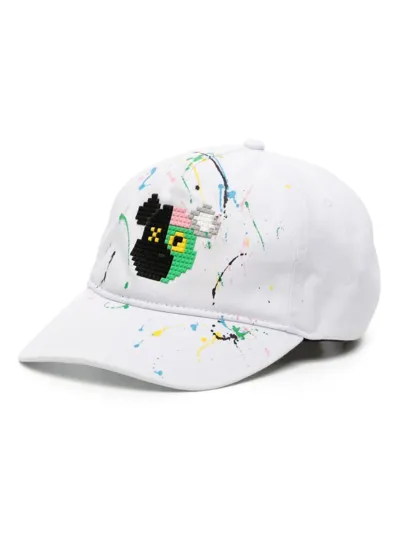 Mostly Heard Rarely Seen 8-bit Bear-motif Cotton Cap In White